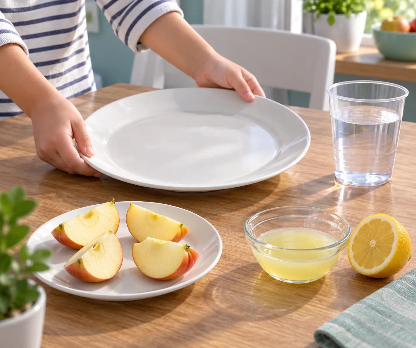 Étape 1 : Installe les assiettes sur une table propre et sèche. Lave-toi les mains, puis rince-les soigneusement.
