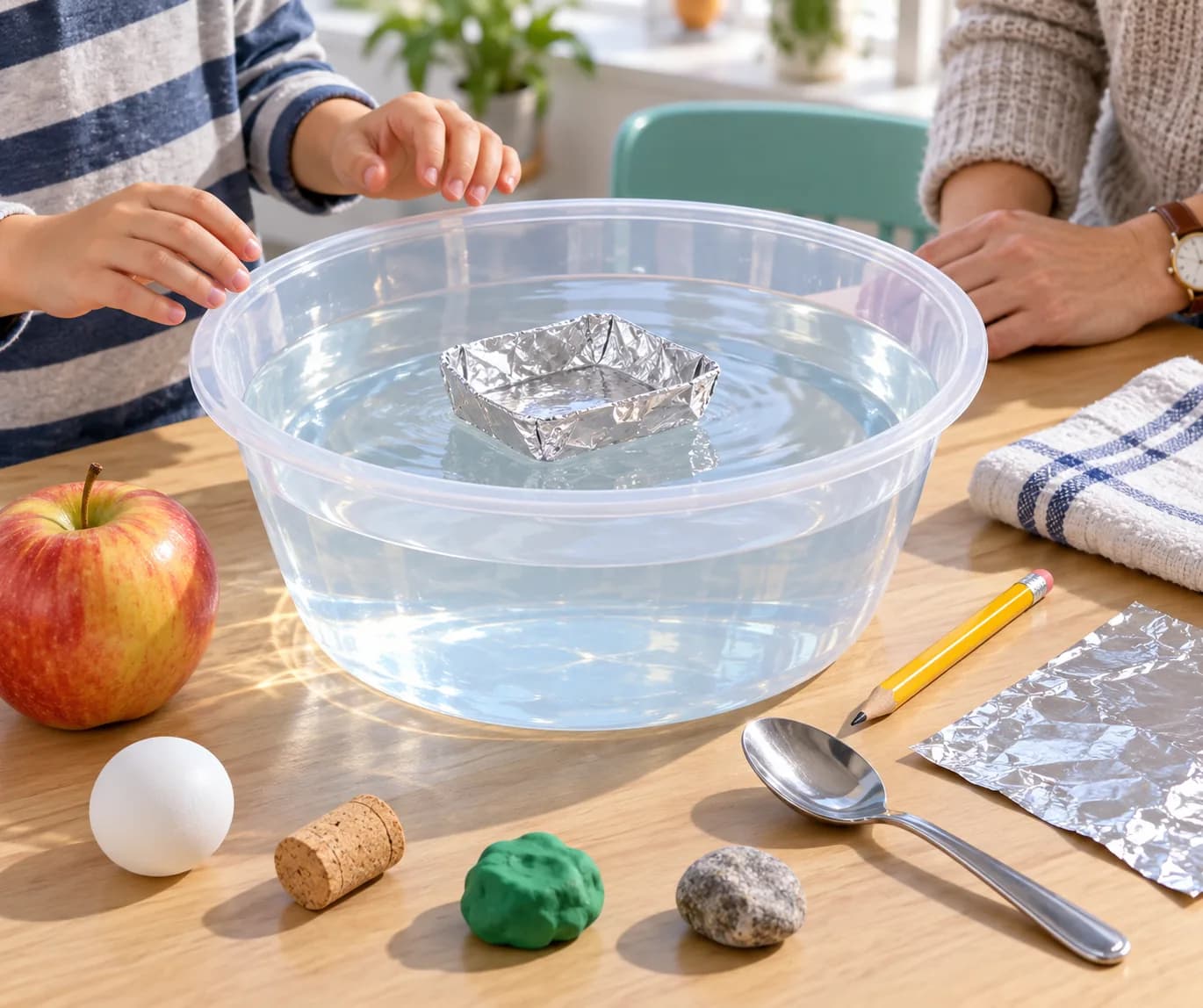 Étape 5 : Relève les quatre bords de la feuille d’aluminium pour former une petite barquette à fond large, sans trou. Pose-la à la surface, ouverture vers le ha